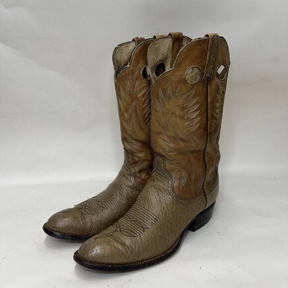 Vintage Dan Post Bullhide Cowboy Boots Two-Tone “Tan” main image 7